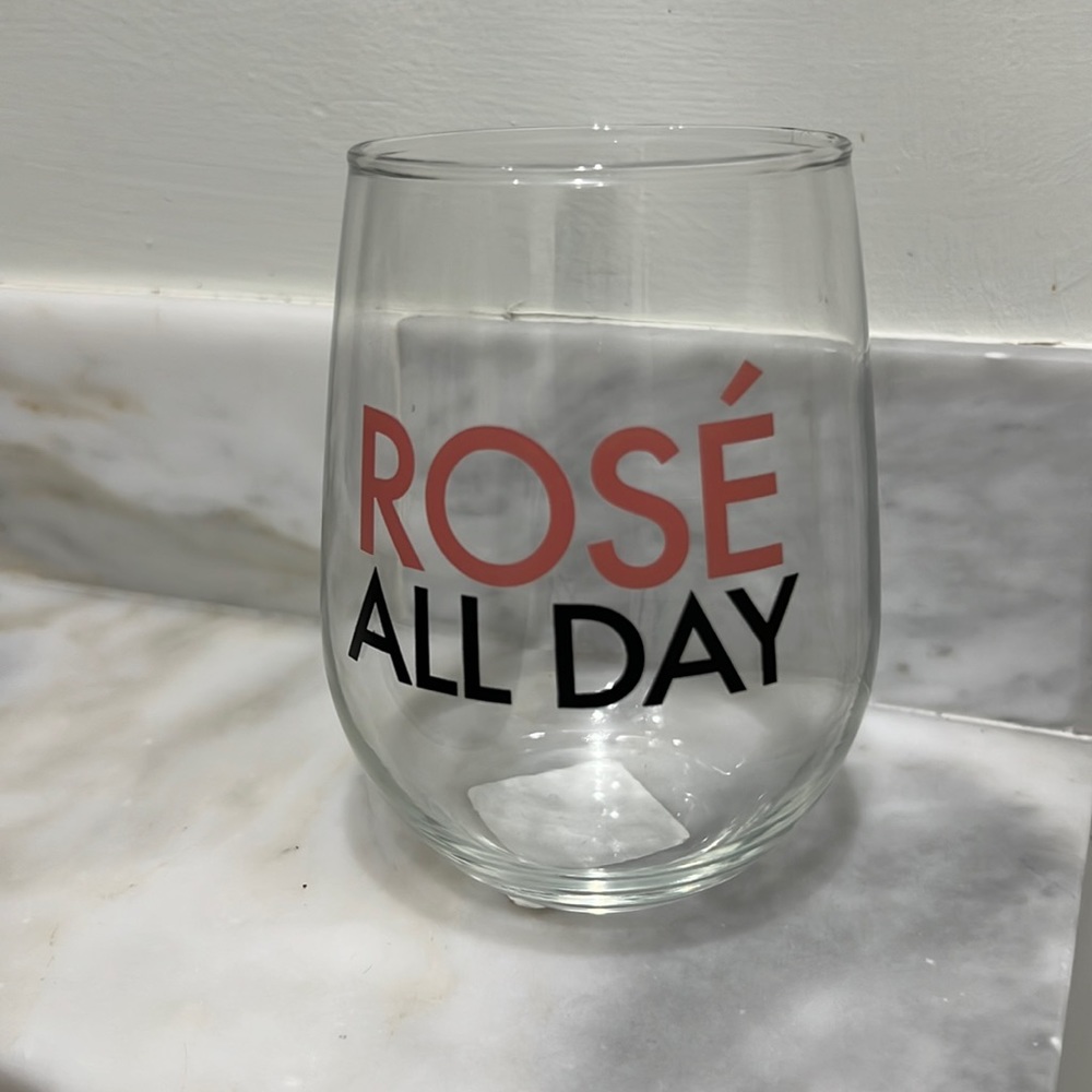 Stemless wine glass “Rosé All Day” glass NWT